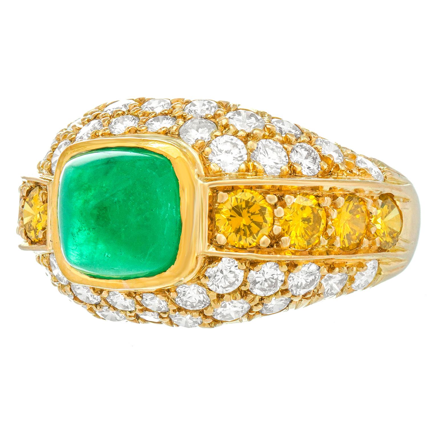 BVLGARI Emerald & Diamond Ring For Sale 5