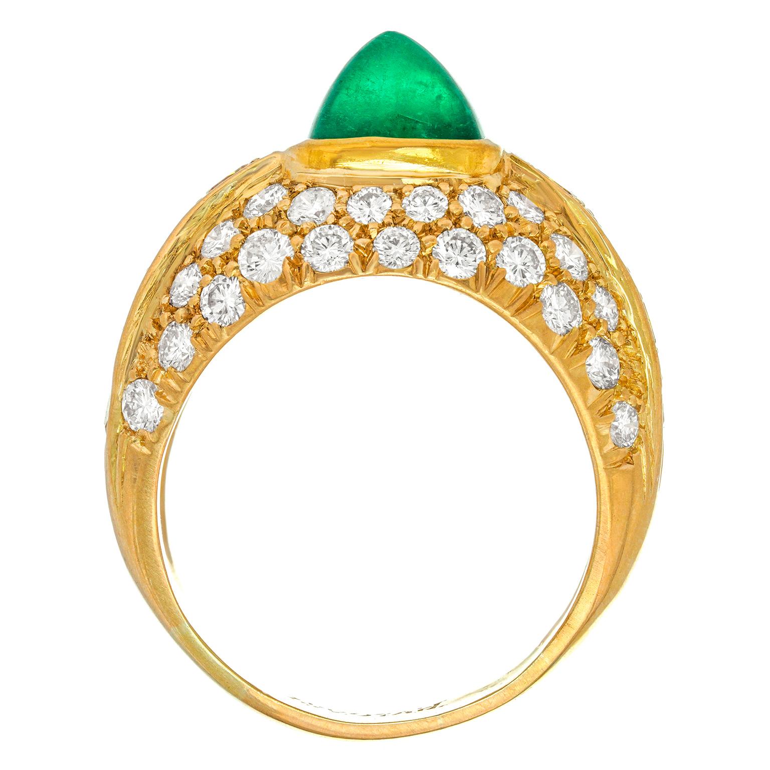 BVLGARI Emerald & Diamond Ring For Sale 2
