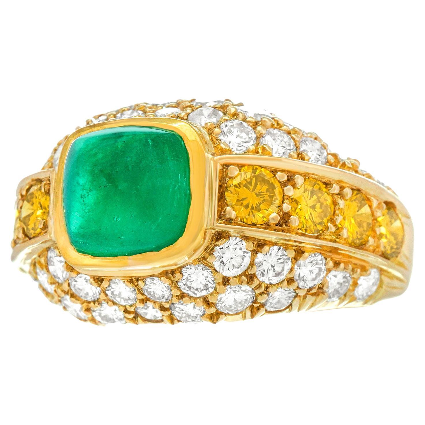 BVLGARI Emerald & Diamond Ring For Sale