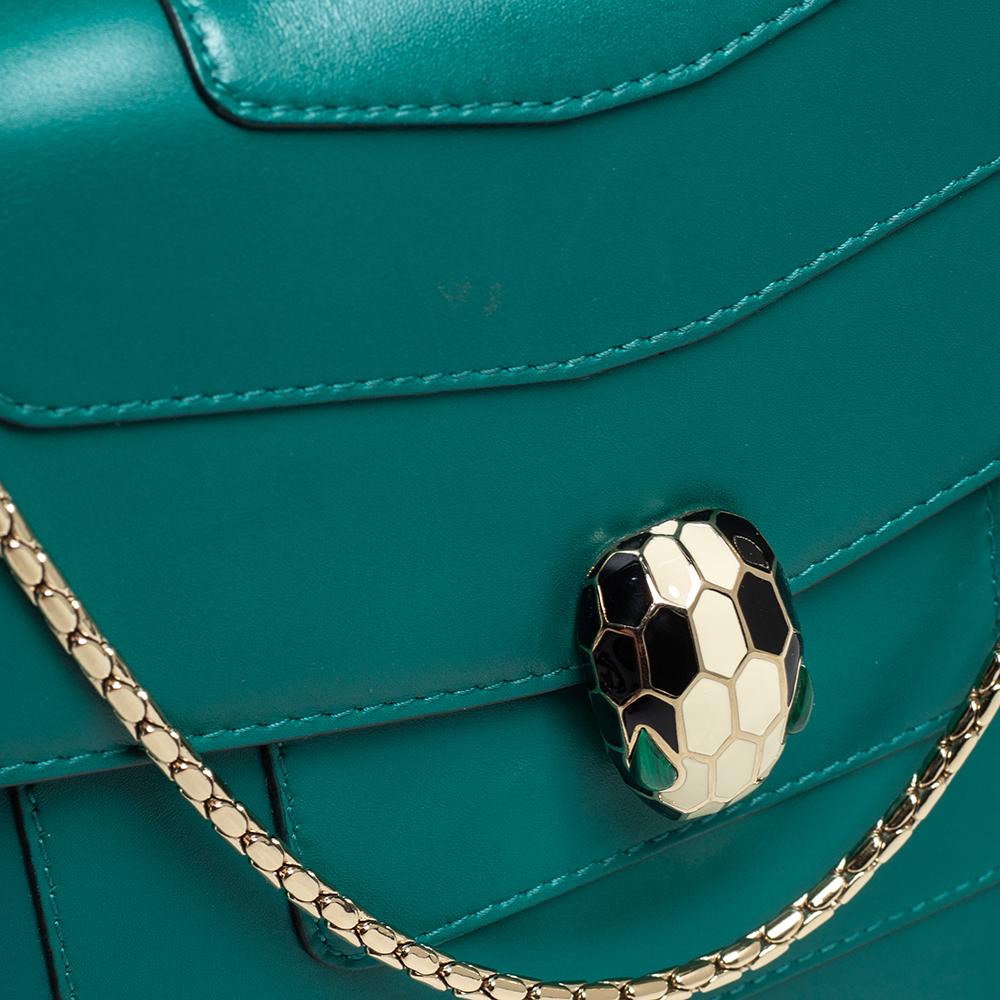 BVLGARI Smaragdgrünes Leder Serpenti Forever Umhängetasche 1