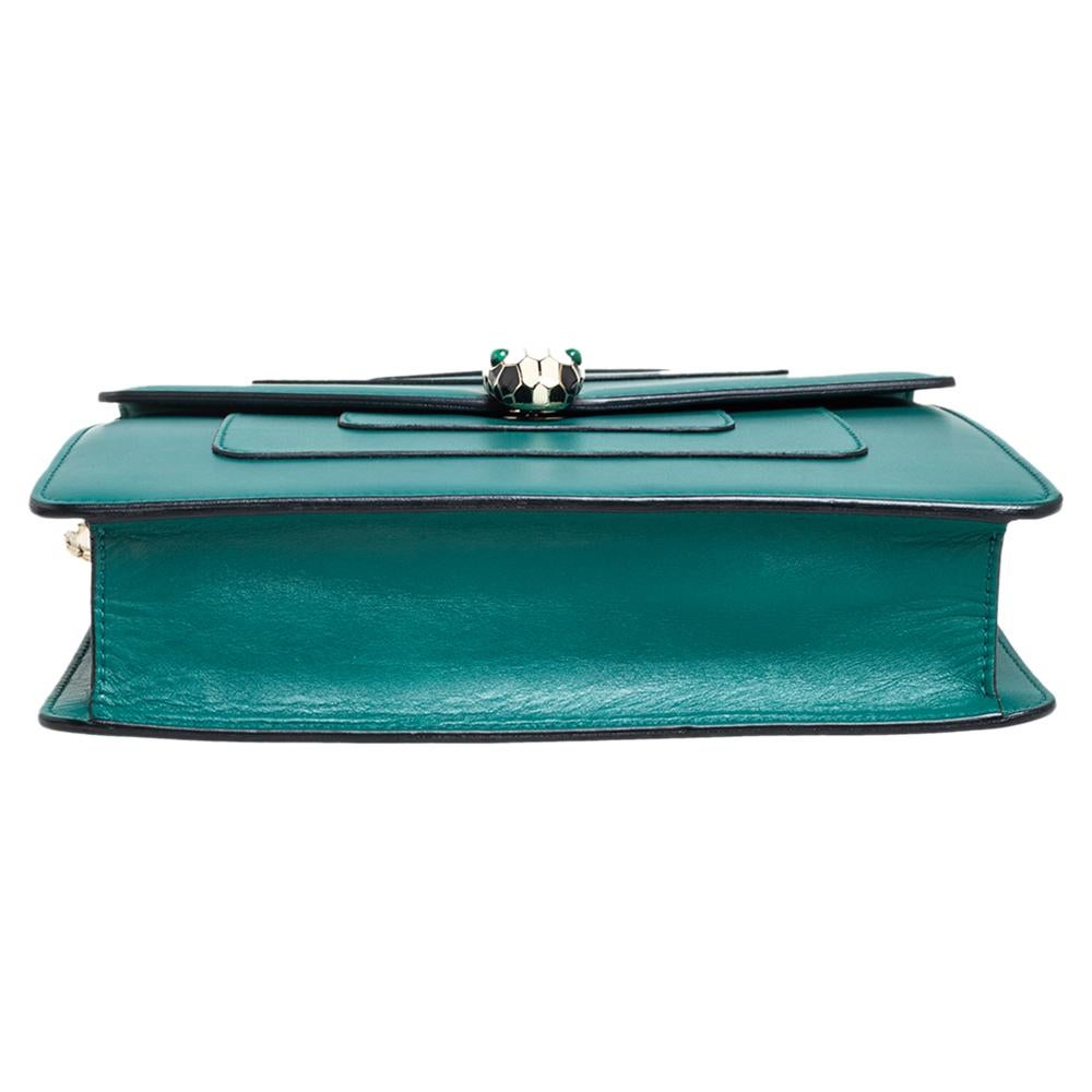 BVLGARI Smaragdgrünes Leder Serpenti Forever Umhängetasche 2