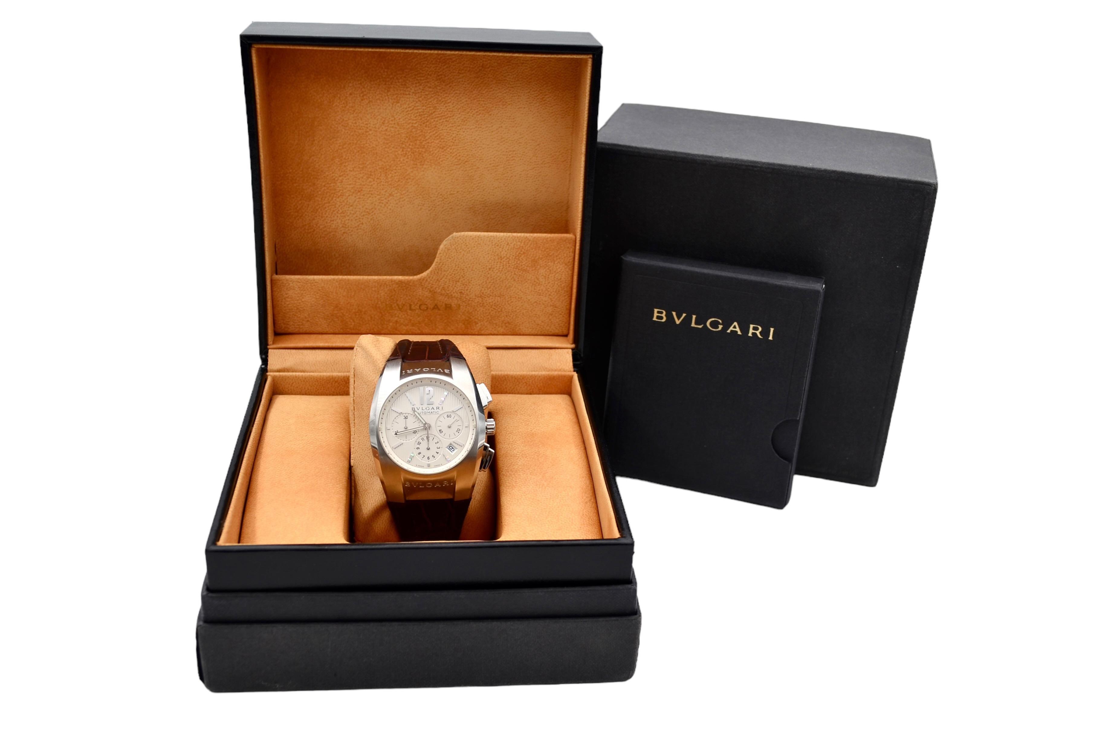 Bvlgari Ergon Chronograph 40mm Steel Box+Papers 2008 Ref: EG 40 S CH In Excellent Condition In București, RO