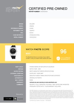 Bvlgari Ergon EG30S, Case, Certified and Warranty