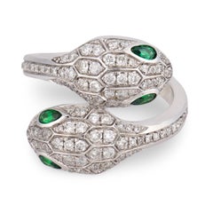 BVLGARI Estate 18K Emerald & Diamond "Serpenti Seduttori" Ring