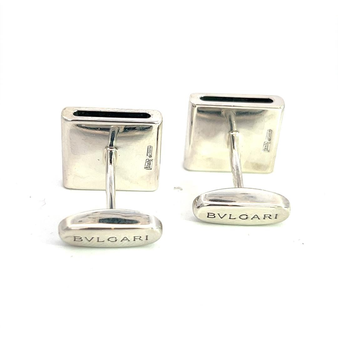 Bvlgari Bulgari Estate Manschettenknöpfe aus Sterlingsilber im Zustand „Gut“ im Angebot in Brooklyn, NY