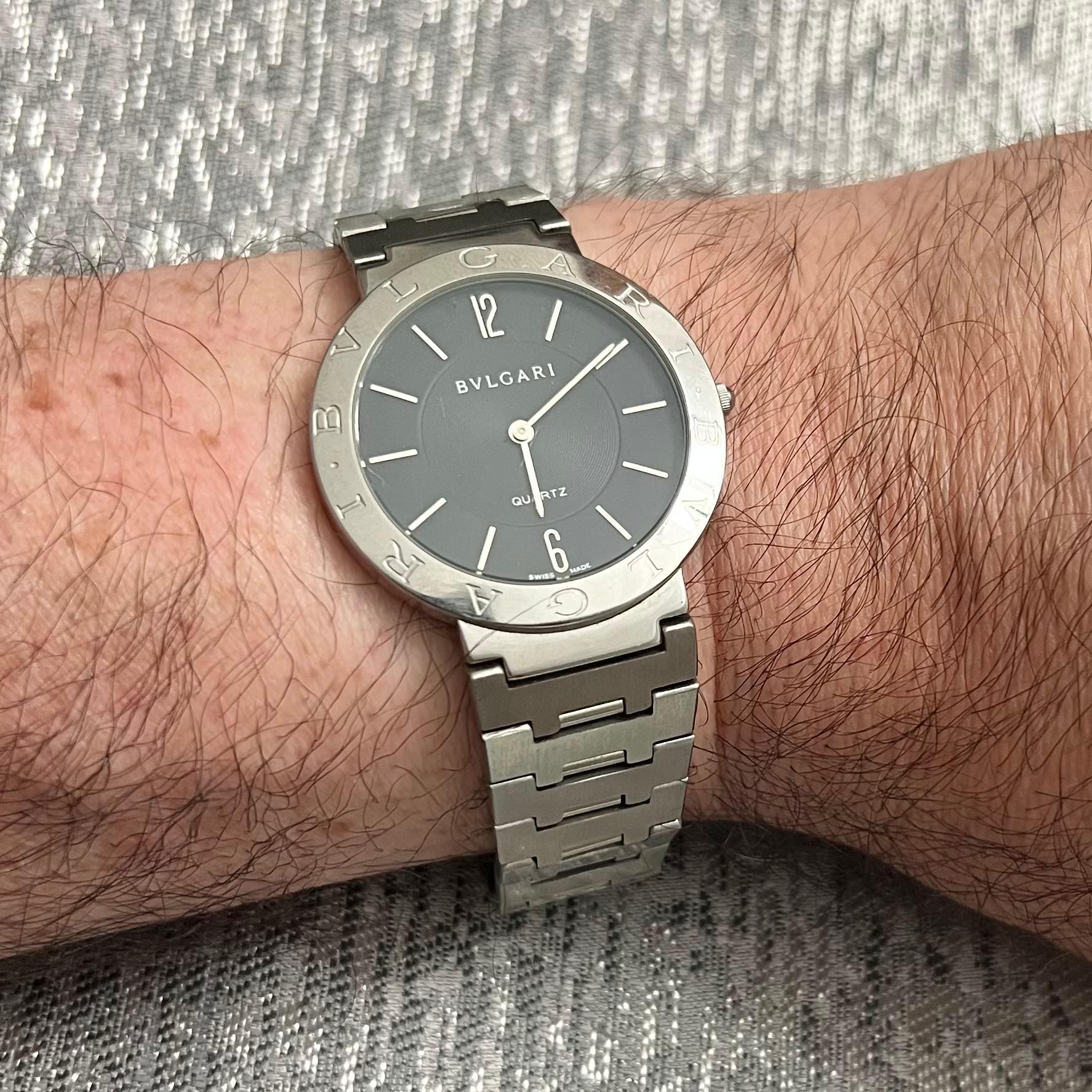 Non taillé Bvlgari Estate Sapphire Crystal Quartz Montre en acier inoxydable 38 mm en vente
