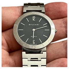 Retro Bvlgari Estate Sapphire Crystal Quartz Watch Stainless Steel 38 mm