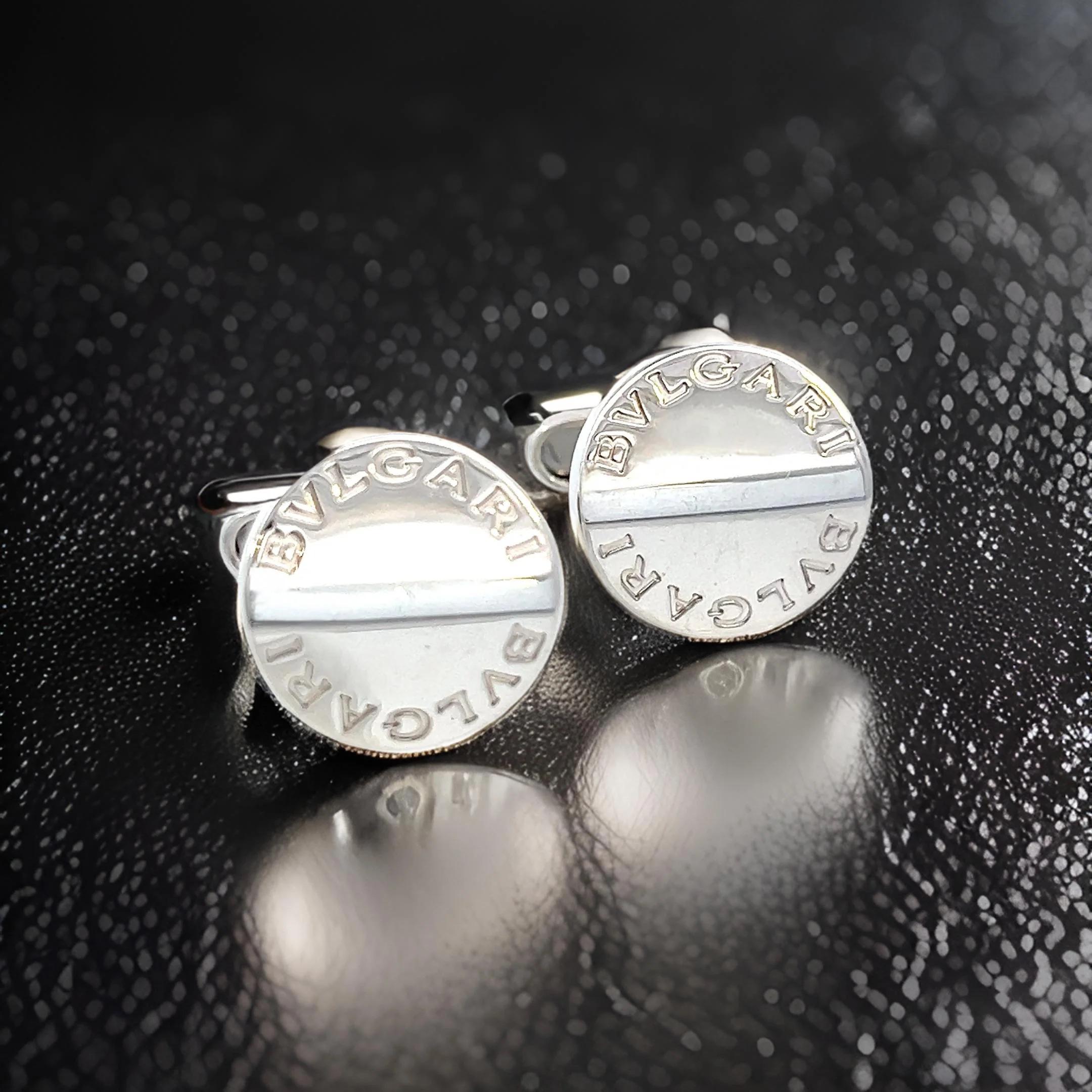 Bvlgari Estate Manschettenknöpfe aus Sterlingsilber 16,24 Gramm im Zustand „Gut“ im Angebot in Brooklyn, NY