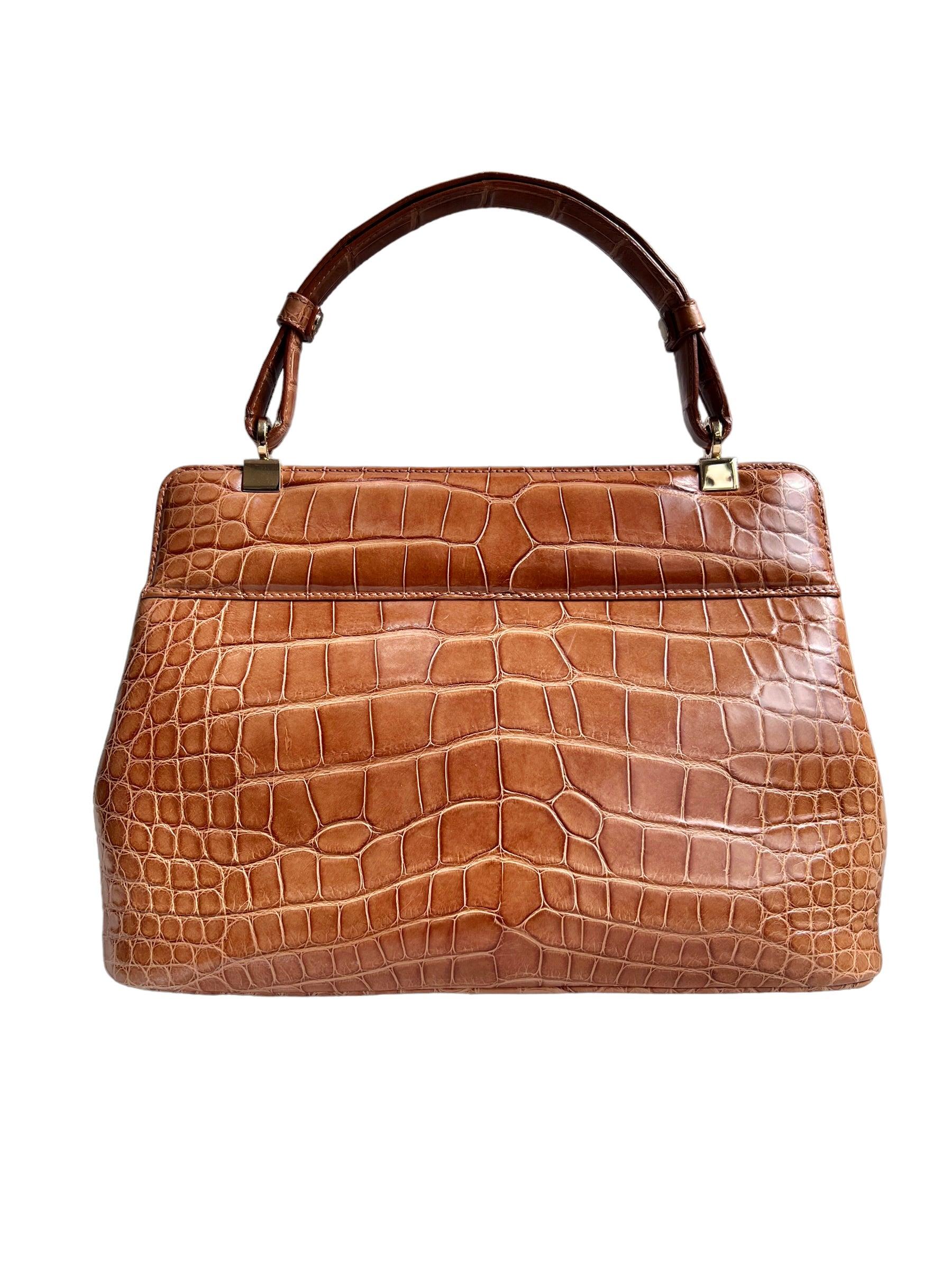 Bvlgari Exotic Leather Isabella Rossellini Top Handle Bag In Excellent Condition For Sale In London, GB