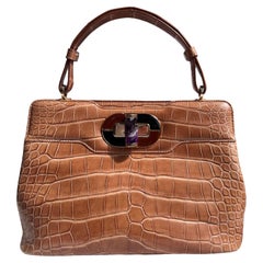 Used Bvlgari Exotic Leather Isabella Rossellini Top Handle Bag