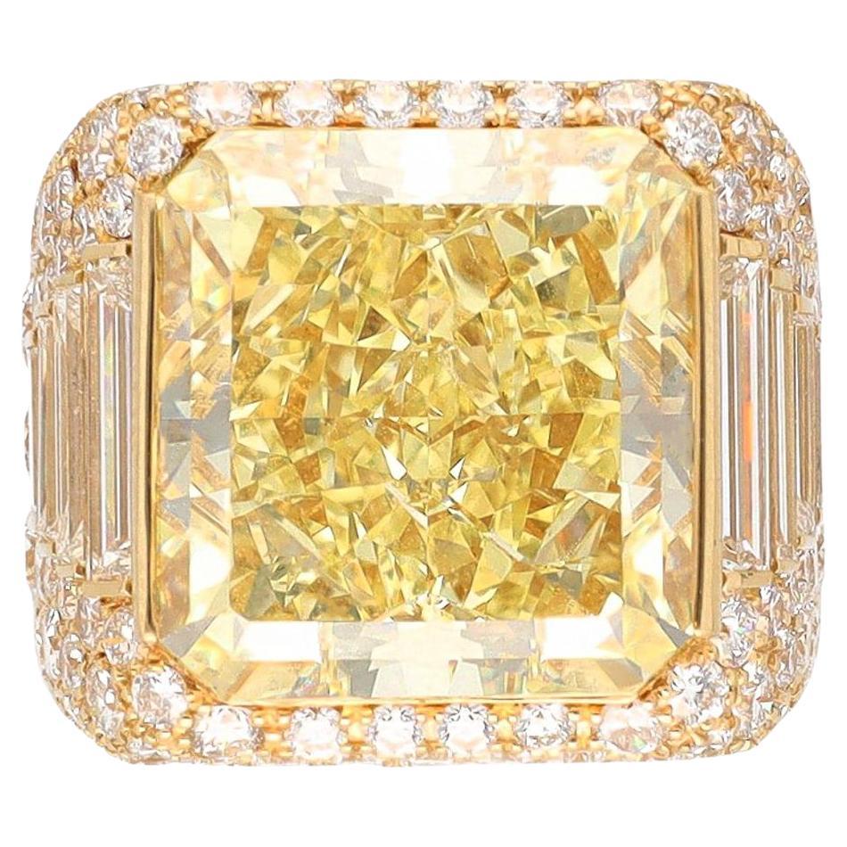 Bvlgari Fancy Cut Yellow Diamond Trombino Ring For Sale
