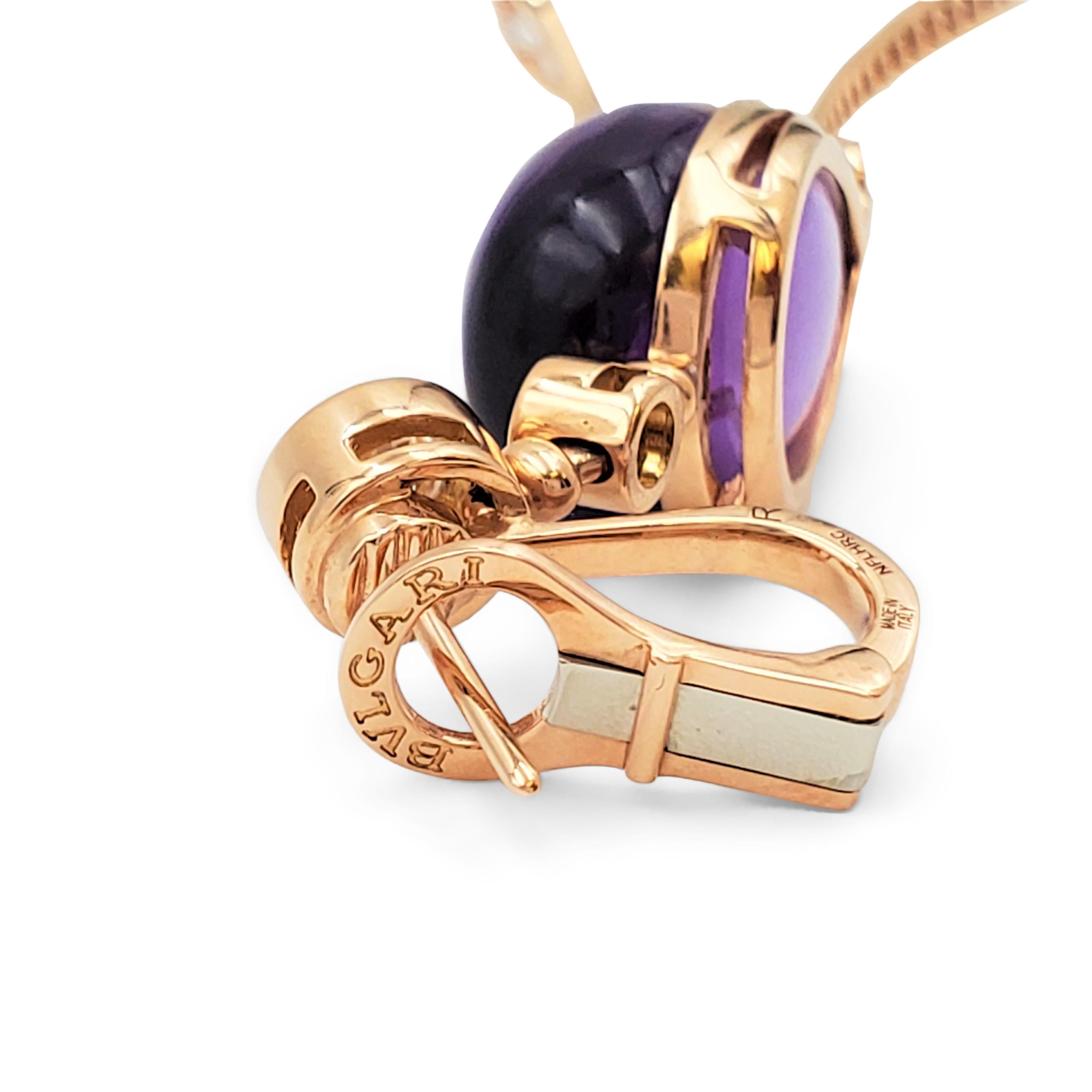 Cabochon Bvlgari 'Festa' Rose Gold Amethyst Quartz and Diamond Earrings