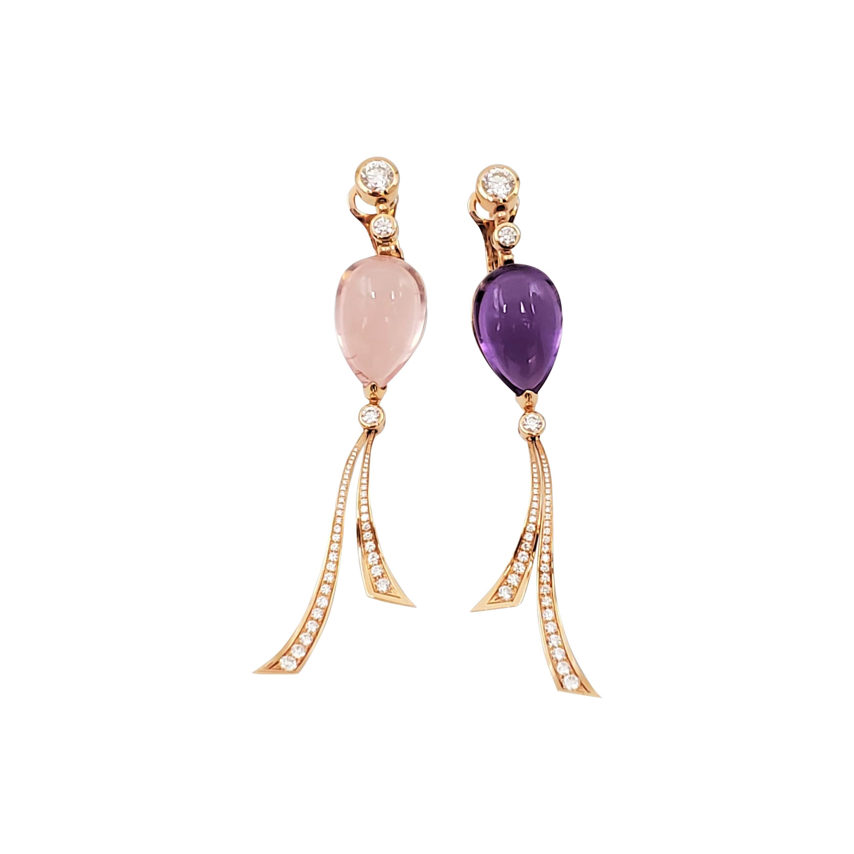 Bvlgari 
Festa
 Rose Gold Amethyst Quartz and Diamond Earrings