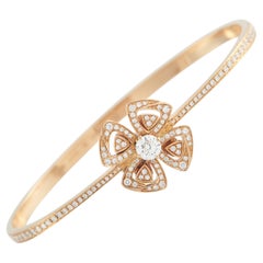 Bvlgari Fiorever 18K Rose Gold Diamond Bangle Bracelet Size Small #5206