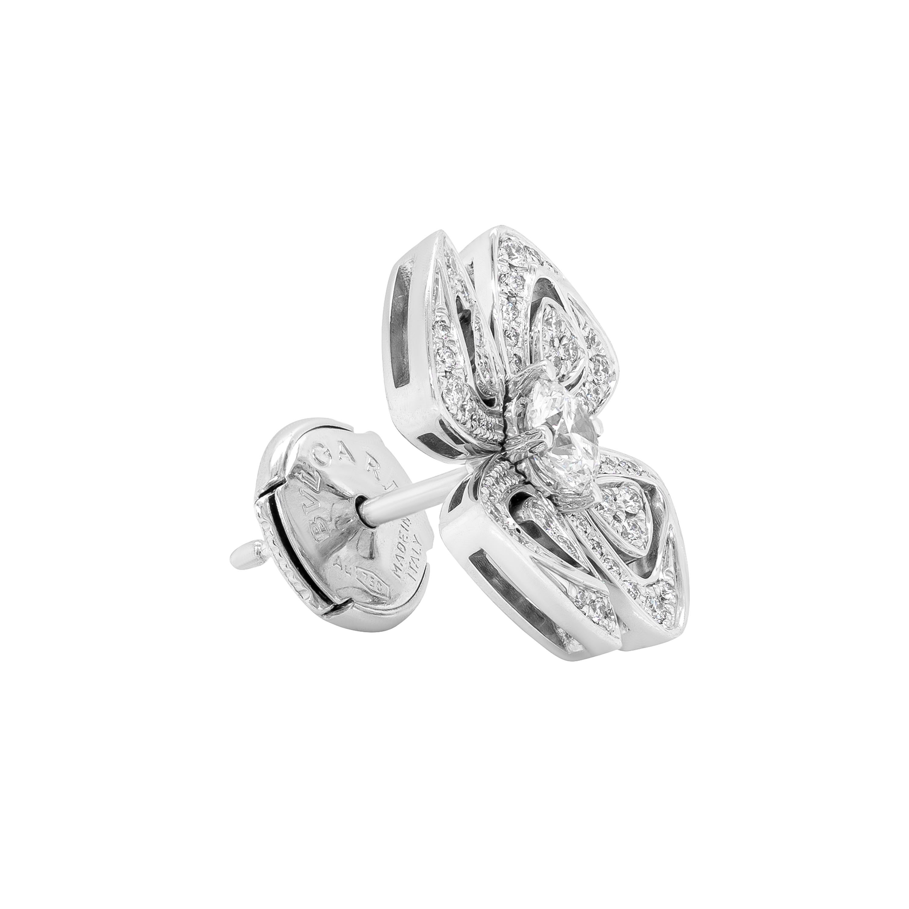 Modern Bvlgari Fiorever Diamond 18 Carat White Gold Floral Convertible Drop Earrings
