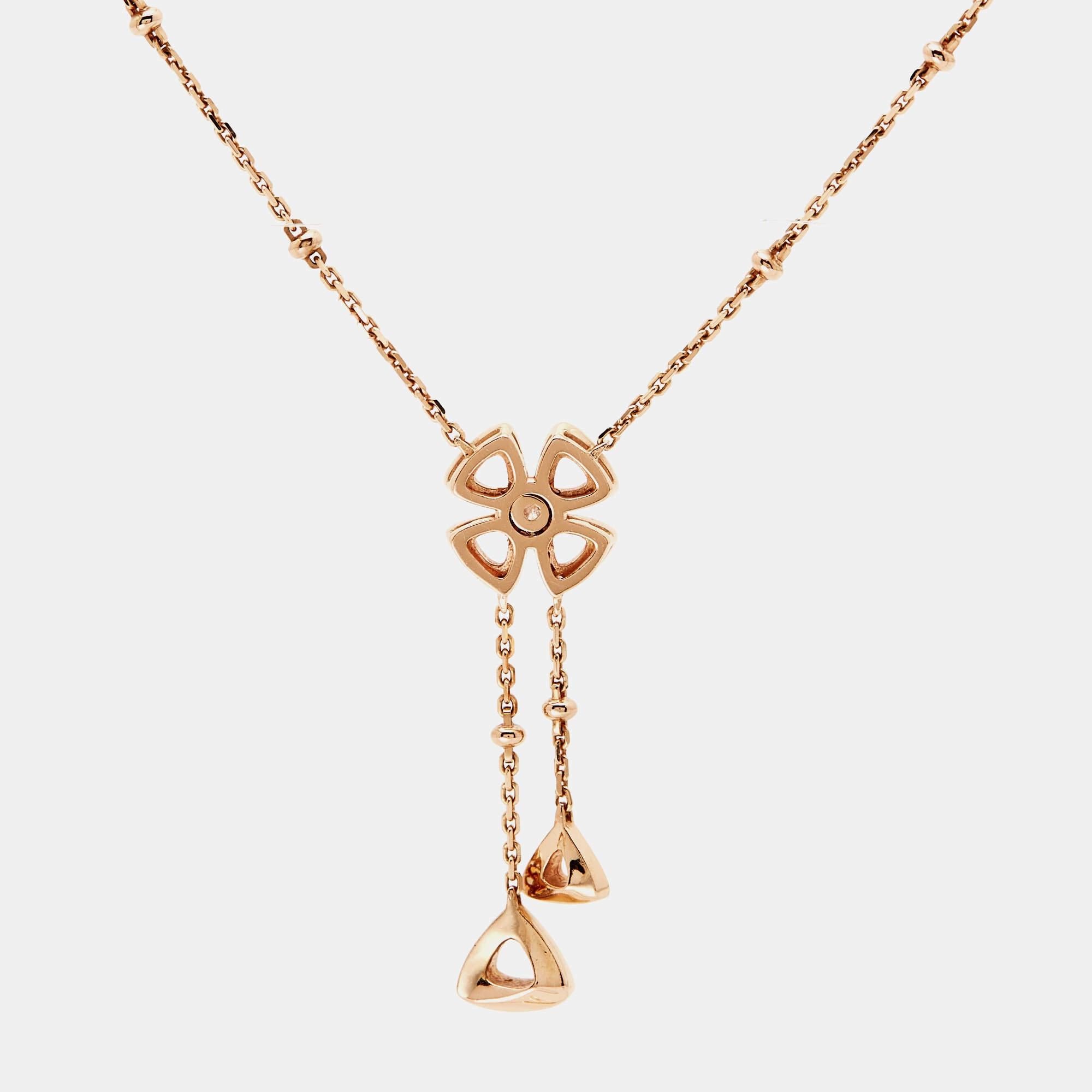 Women's Bvlgari Fiorever Diamond 18K Rose Gold Necklace