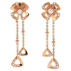 Bvlgari Fiorever Drop Dangle Earrings 18k Rose Gold and Diamonds