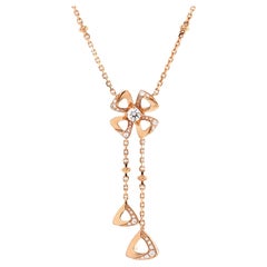 Bvlgari Fiorever Drop Pendant Necklace 18k Rose Gold and Diamonds