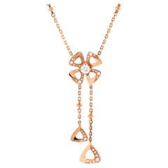 Bvlgari Fiorever Drop Pendant Necklace 18K Rose Gold and Diamonds
