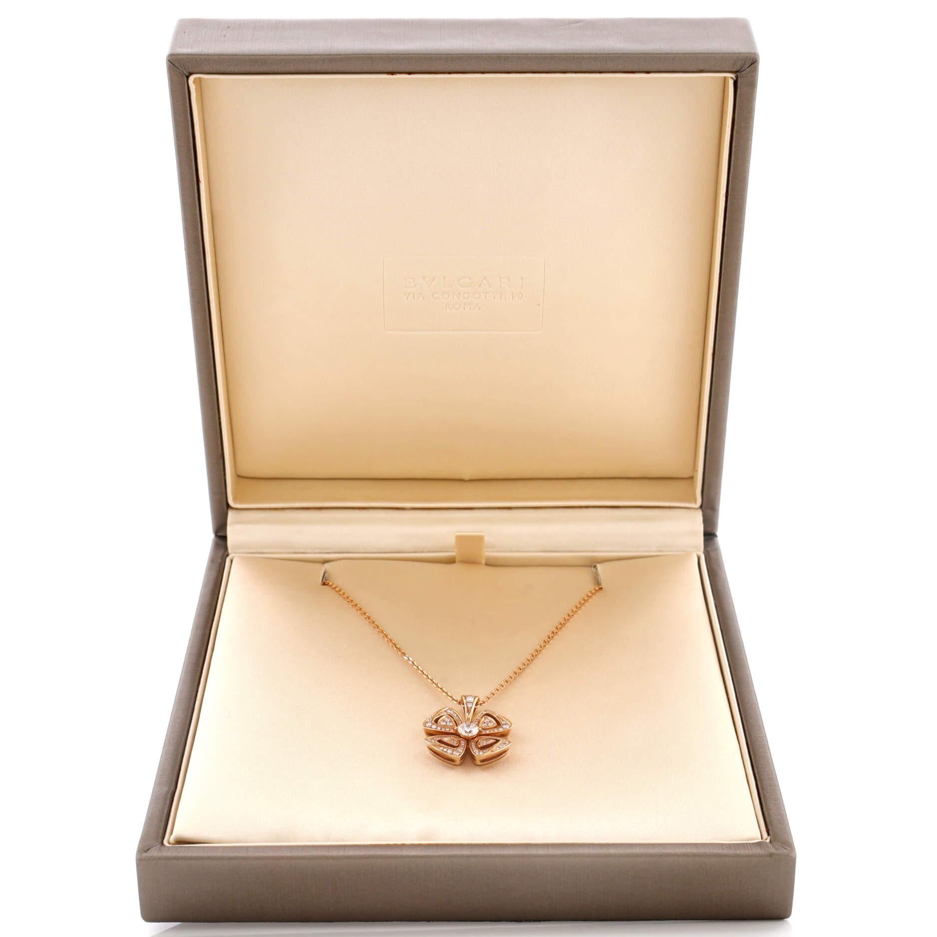 Bvlgari Fiorever Pendant Necklace 18k Rose Gold and Diamonds For Sale ...