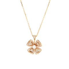 Bvlgari Fiorever Pendant Necklace 18k Rose Gold and Diamonds