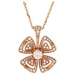 Bvlgari Fiorever Pendant Necklace 18k Rose Gold and Diamonds