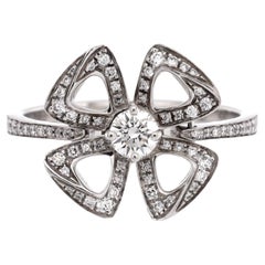 Bvlgari Fiorever Ring 18k White Gold and Pave Diamonds Small