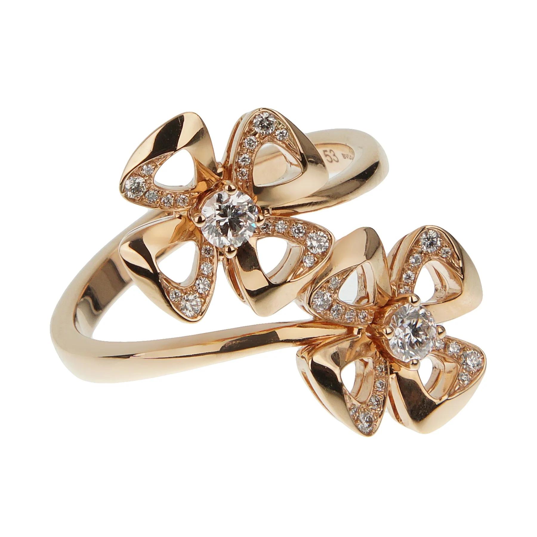 Bvlgari Fiorever Rose Gold Diamond Cocktail Ring In Excellent Condition For Sale In Feasterville, PA