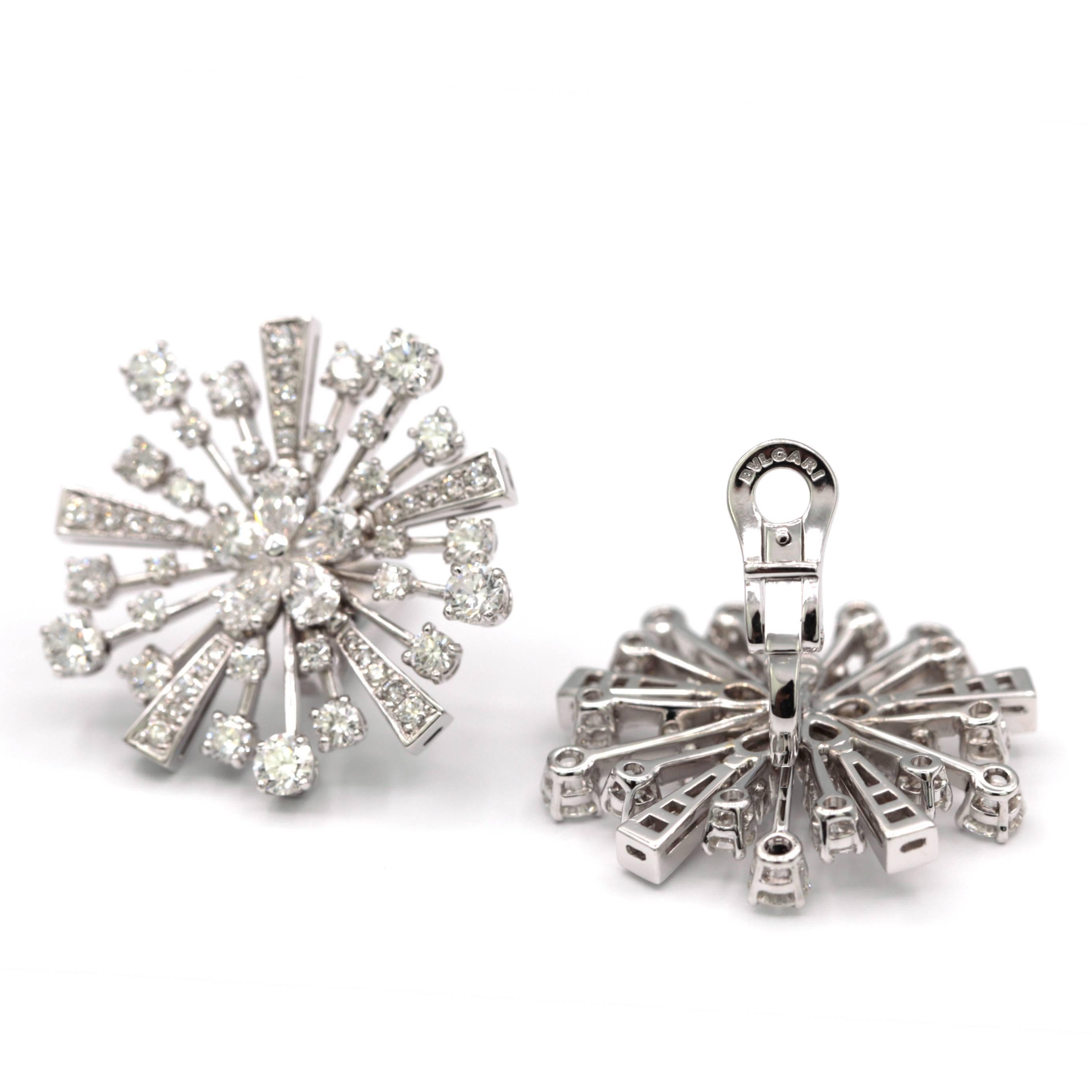 Bvlgari Fireworks Diamond Earrings 18 Karat White Gold In Excellent Condition For Sale In Los Angeles, CA