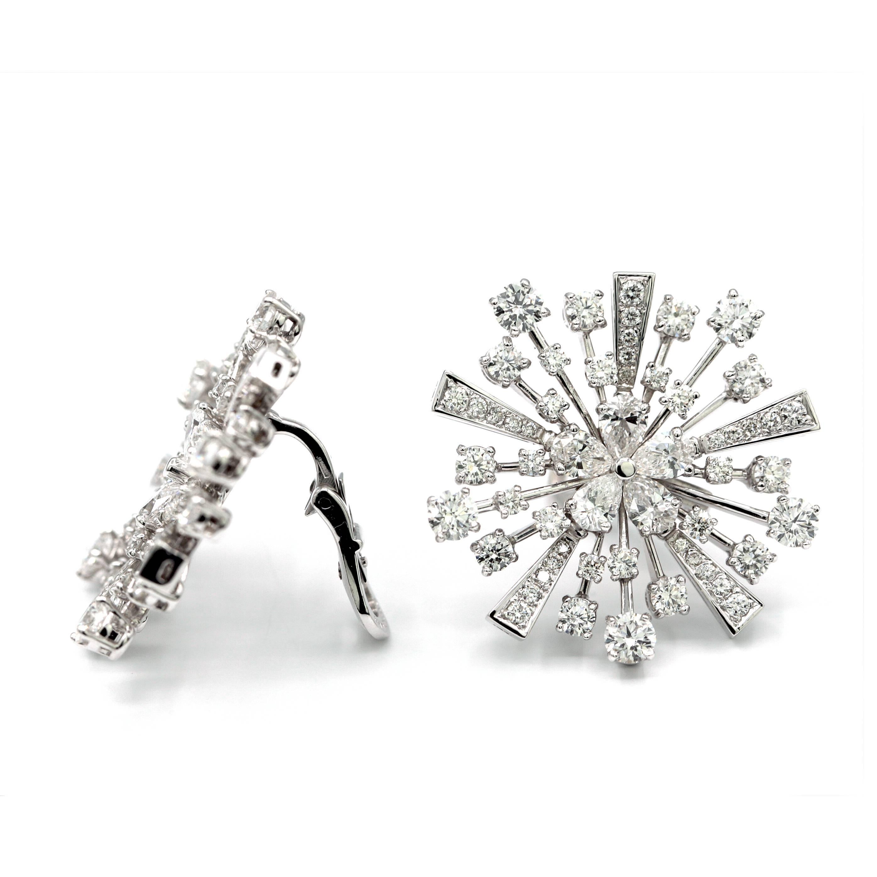 Bvlgari Fireworks Diamond Earrings 18 Karat White Gold For Sale 2