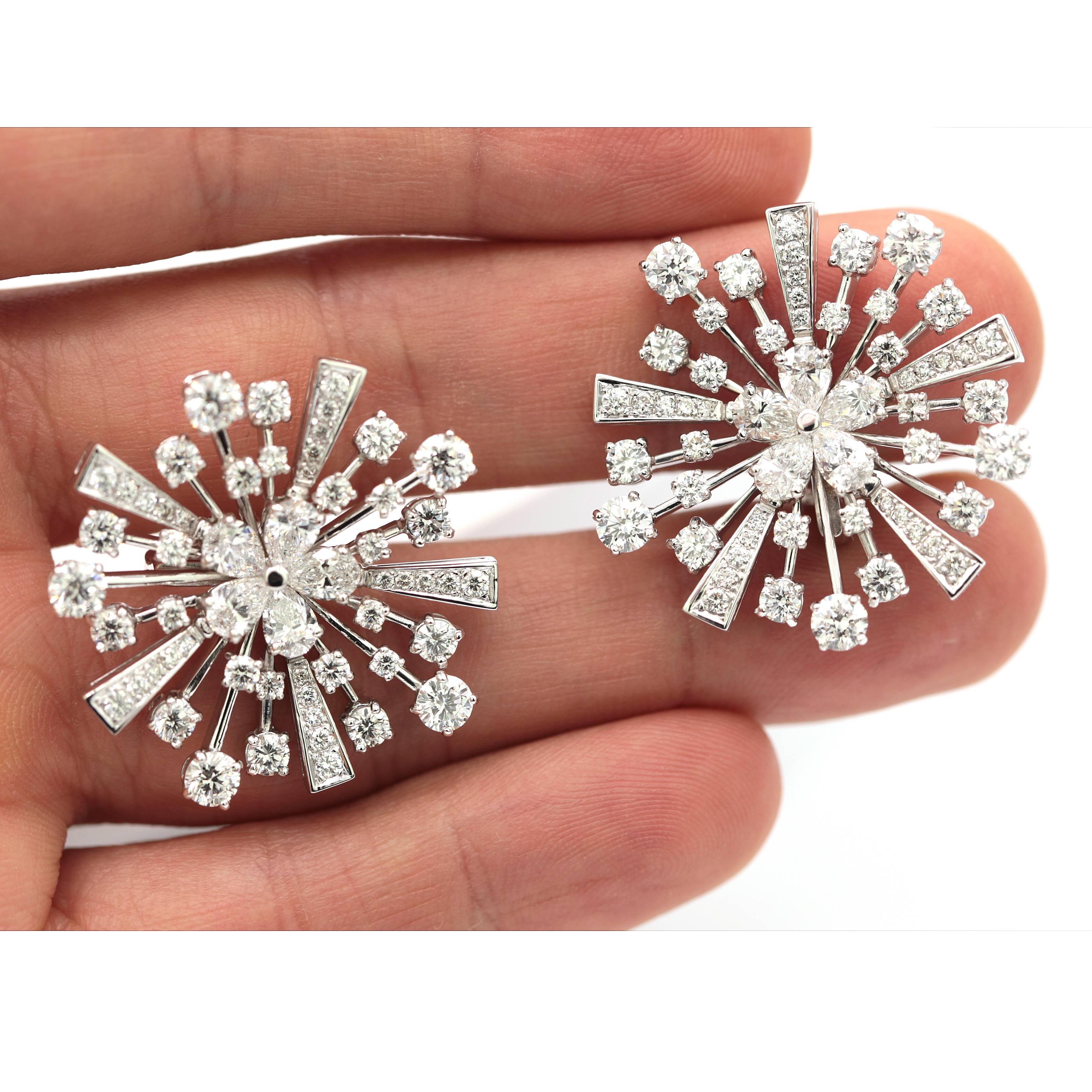 Bvlgari Fireworks Diamond Earrings 18 Karat White Gold For Sale 3