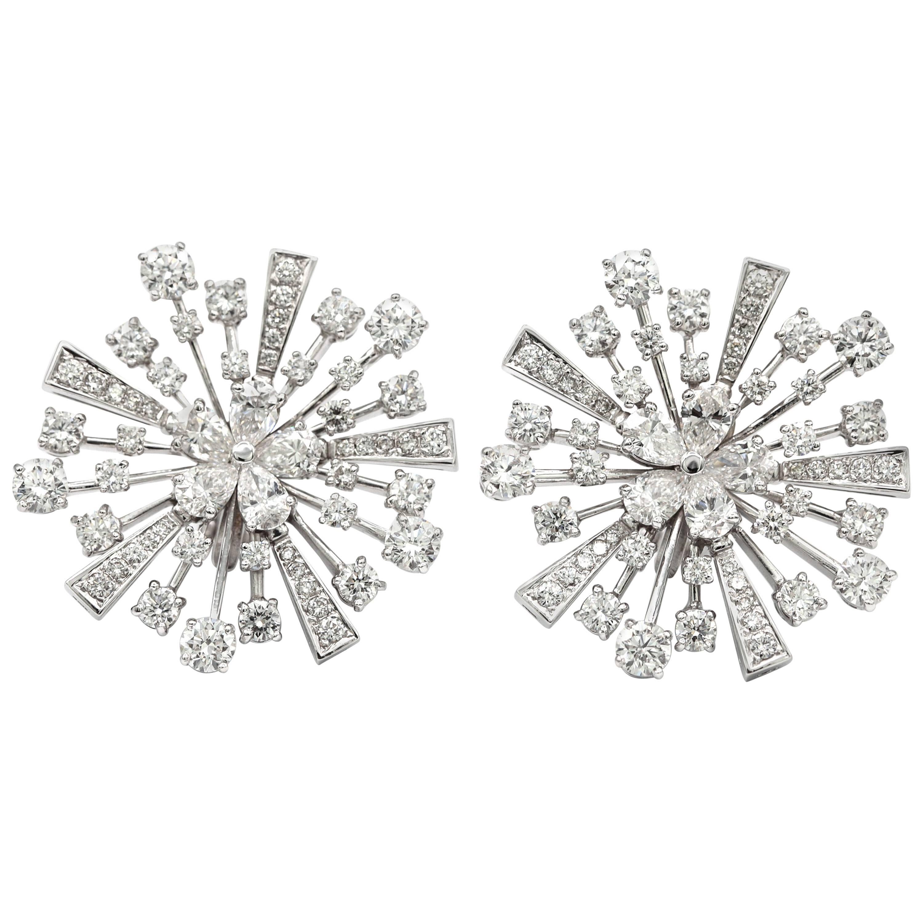 Bvlgari Fireworks Diamond Earrings 18 Karat White Gold For Sale