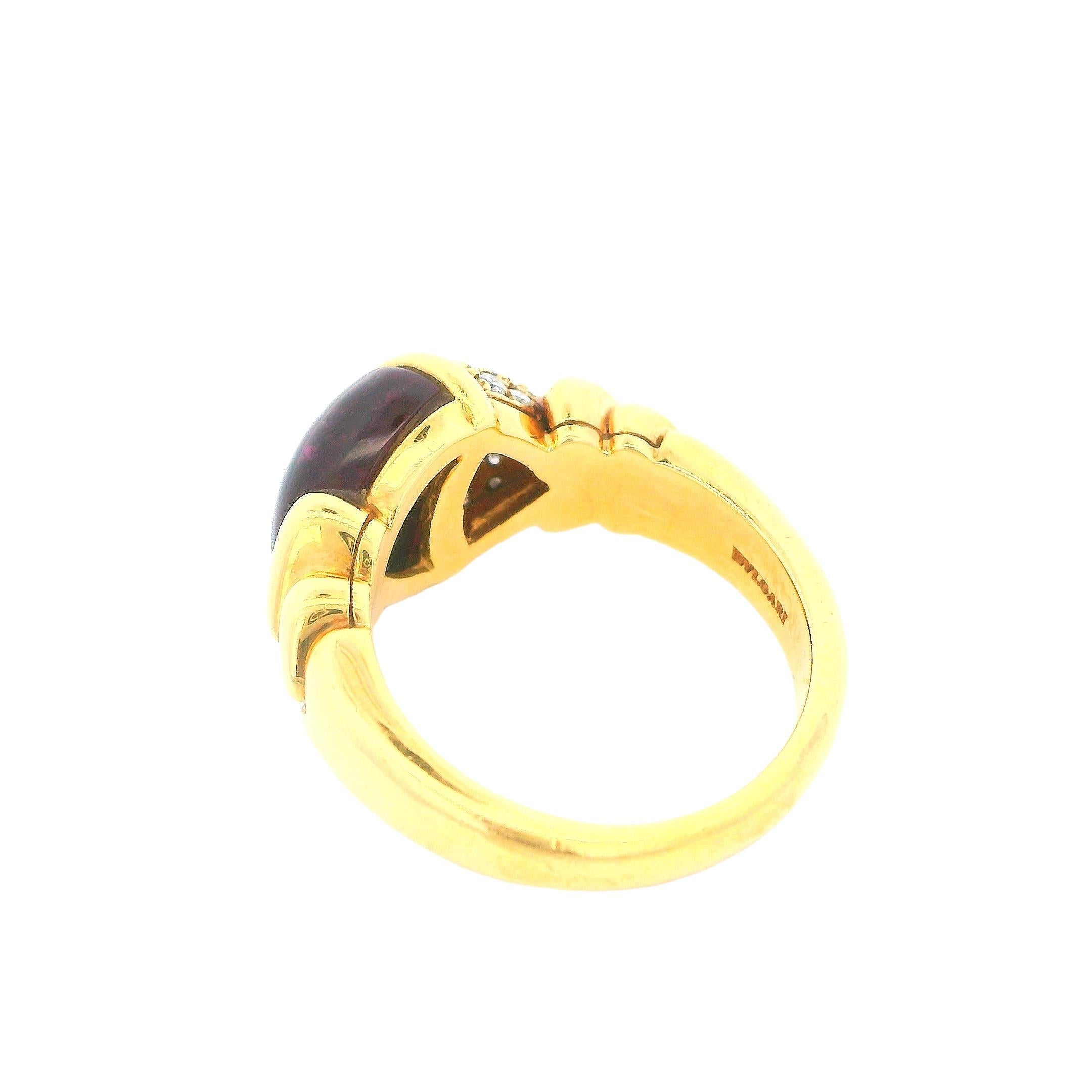 Bvlgari Fish Ring Cab Tourmaline & Diamonds In Good Condition For Sale In Great Neck Plaza, NY