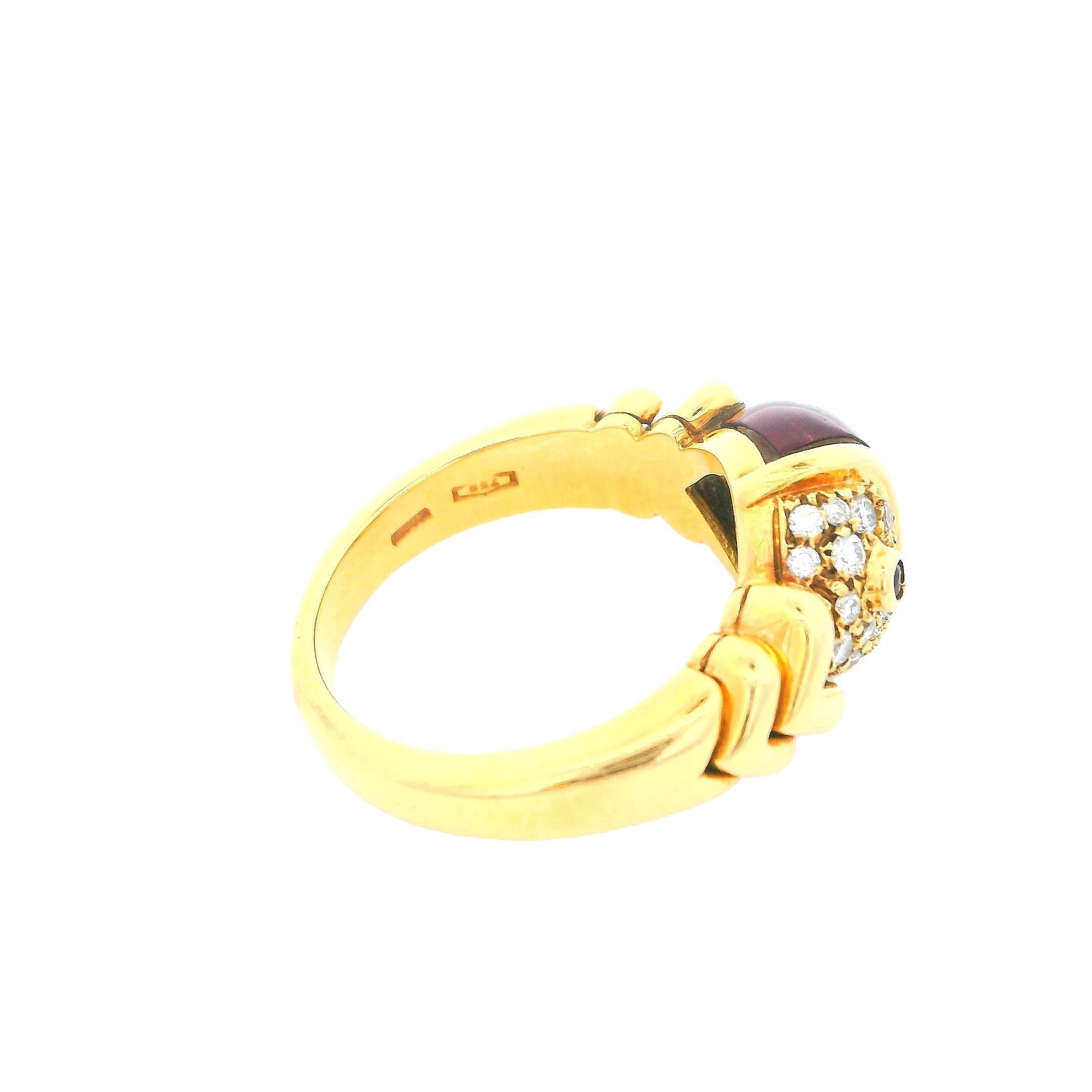 Women's Bvlgari Fish Ring Cab Tourmaline & Diamonds For Sale