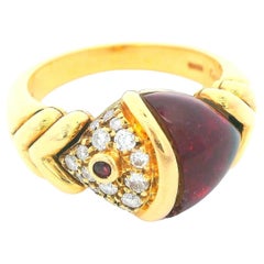 Bvlgari Bague Fish Cab Tourmaline & Diamonds