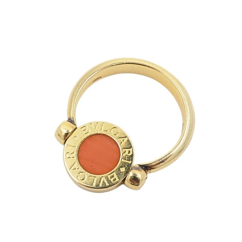 Bvlgari Flip Ring 18k Gold Coral Onyx For Sale 3