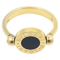 Vintage Bvlgari Flip Ring 18k Gold Coral Onyx