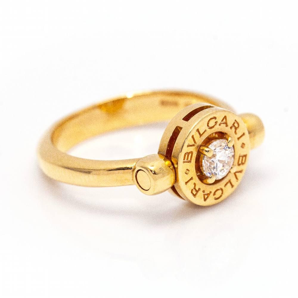 Original BVLGARI ring, BVLGARI FLIP collection in Rose Gold with Diamonds for women (with original box and unworn)  1x Brilliant Cut Diamonds with a total weight of 0,25cts in E/VVS1 quality  Width 9mm  Size 14 ask for quotation  18kt Rose Gold 