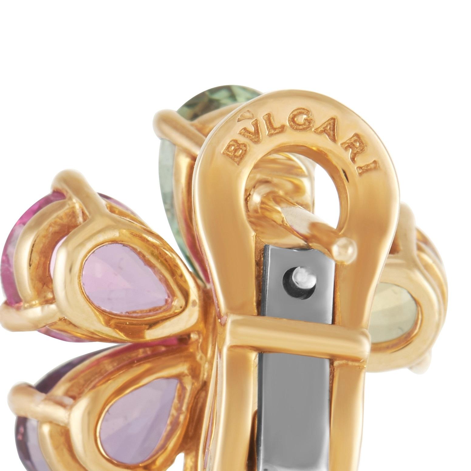 Bvlgari Flora 18K Rose Gold 0::42 Karat Diamant und Saphir Ohrringe (Rundschliff)