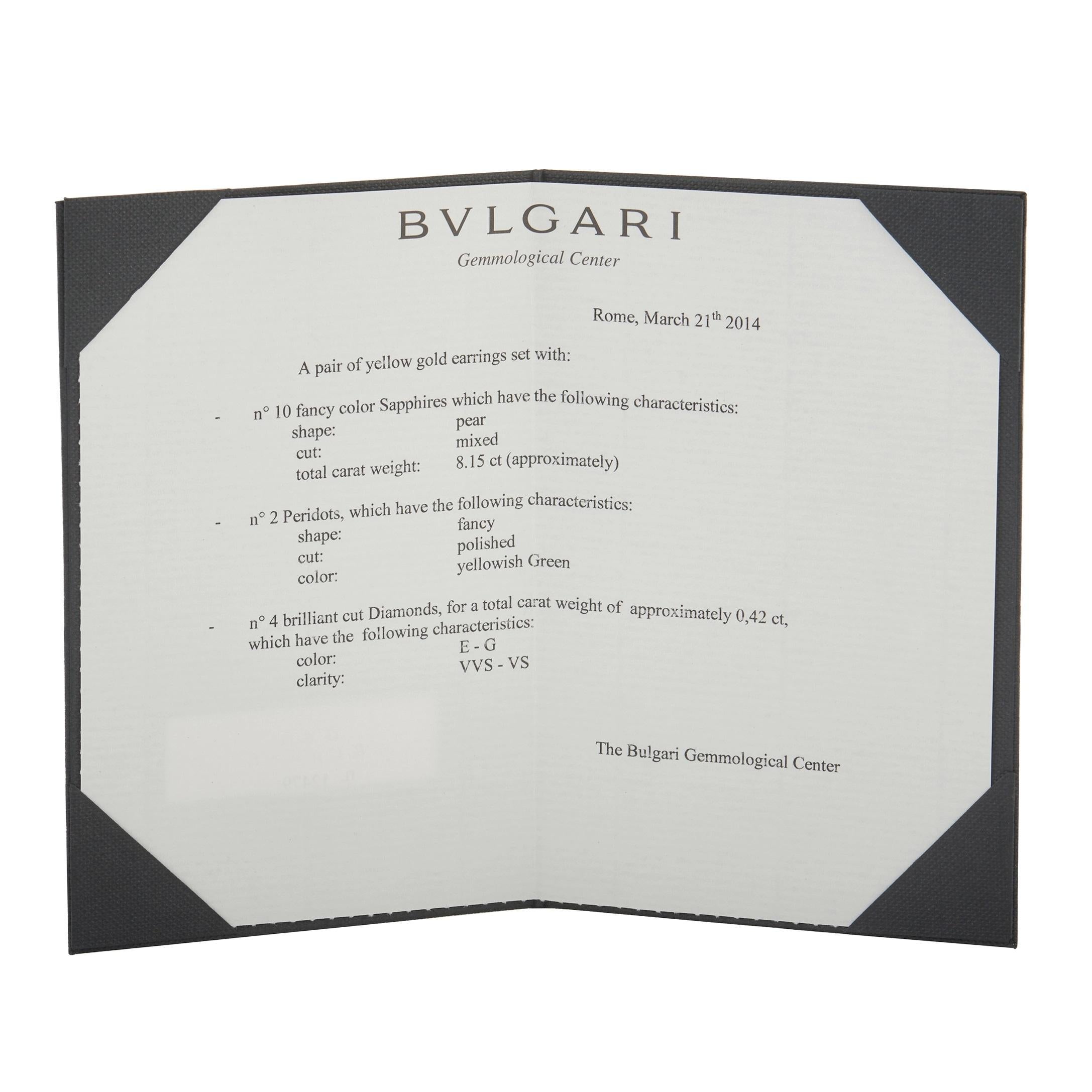 Round Cut Bvlgari Flora 18K Rose Gold 0.42 Ct Diamond and Sapphire Earrings