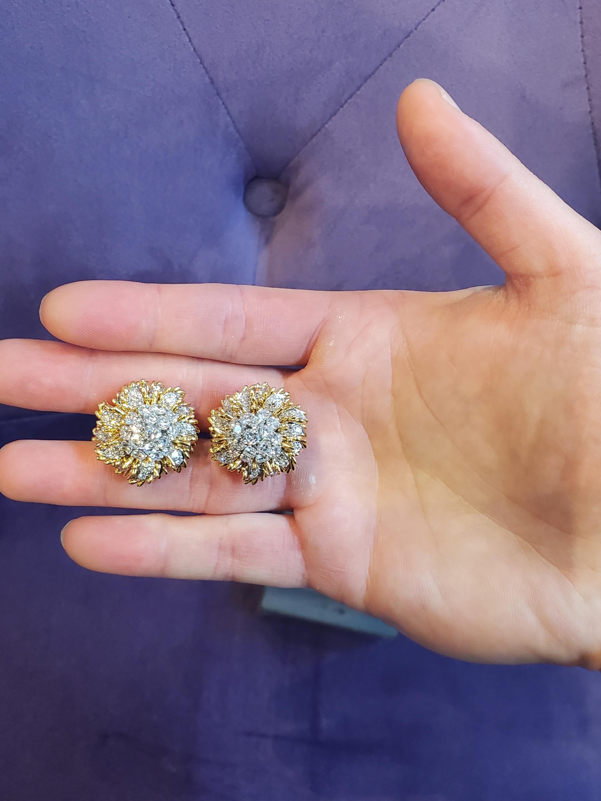 Bvlgari Floral Gold & Diamond Earrings  In Excellent Condition In New York, NY