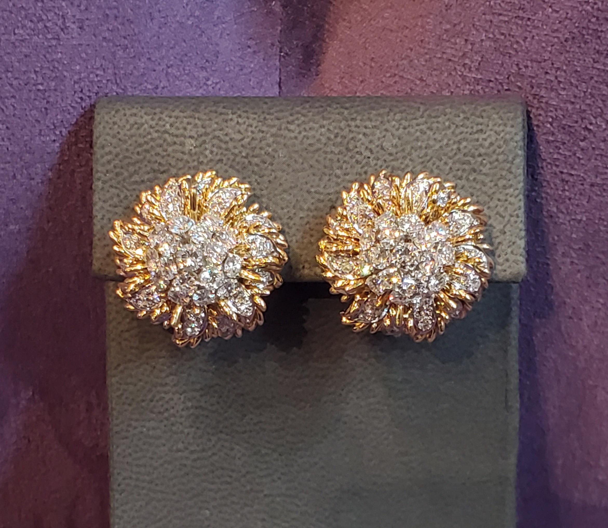 Bvlgari Floral Gold & Diamond Earrings  2