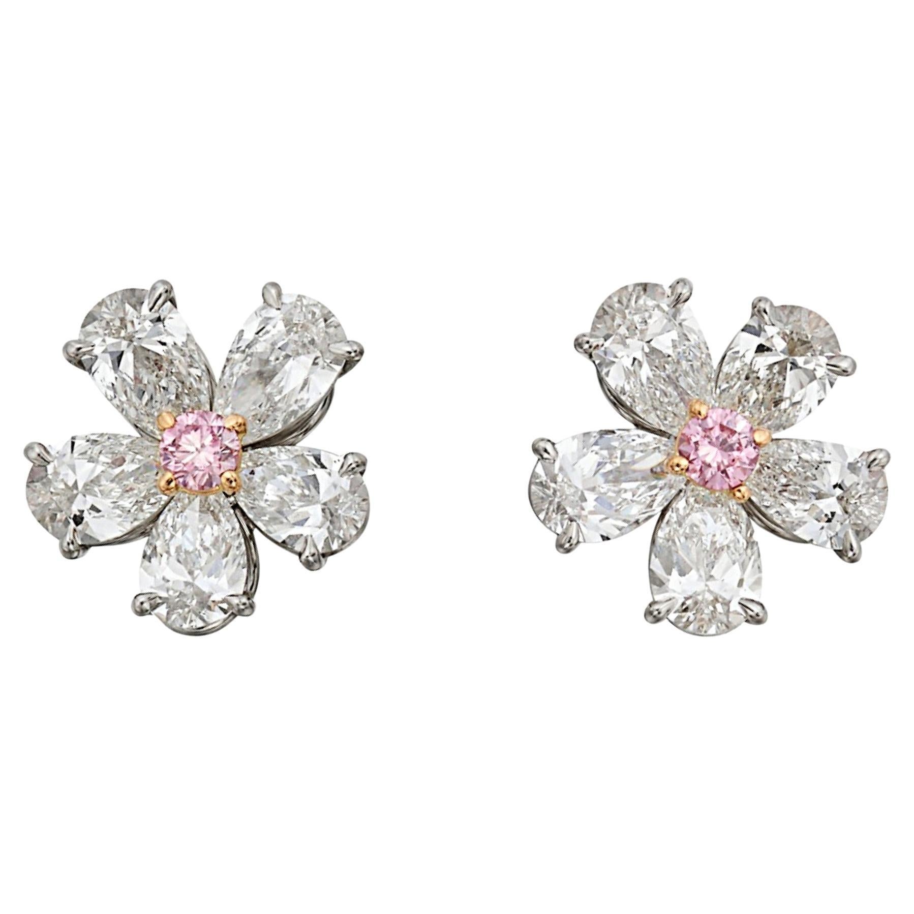 Bvlgari Blume Pink Diamond Platin-Ohrstecker im Angebot