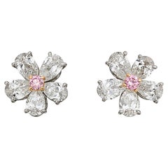 Pendientes Bvlgari Flor Diamante Rosa Platino