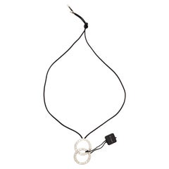 Bvlgari Fortuna Grande Sterling Silver Pendant Black Cord Necklace