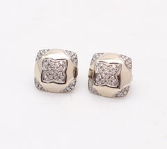 BVLGARI France Pyramid Clips-On Earrings In 18Kt White Gold & VS Diamonds