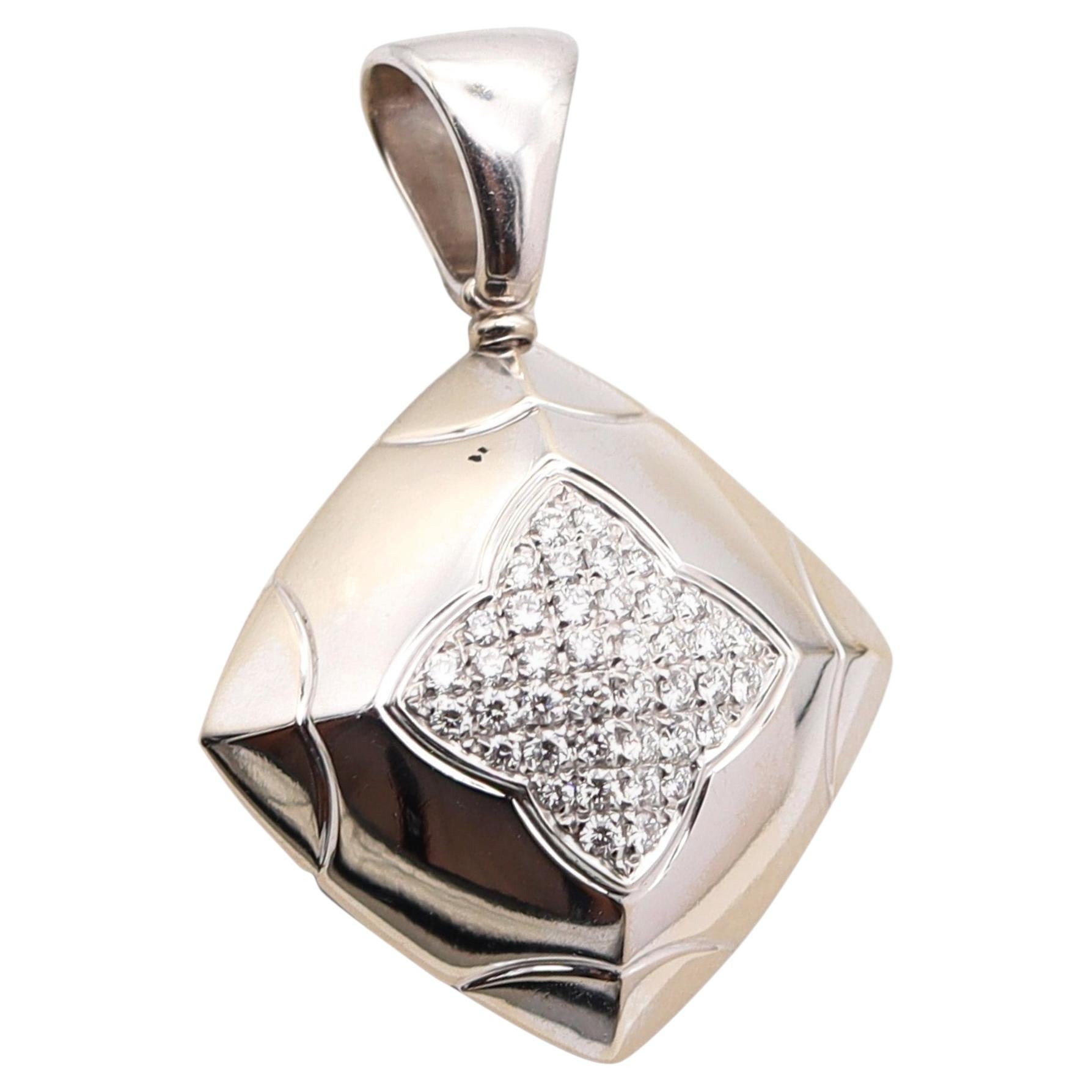 BVLGARI France Pyramid Large Pendant In 18Kt White Gold With VS Diamonds For Sale