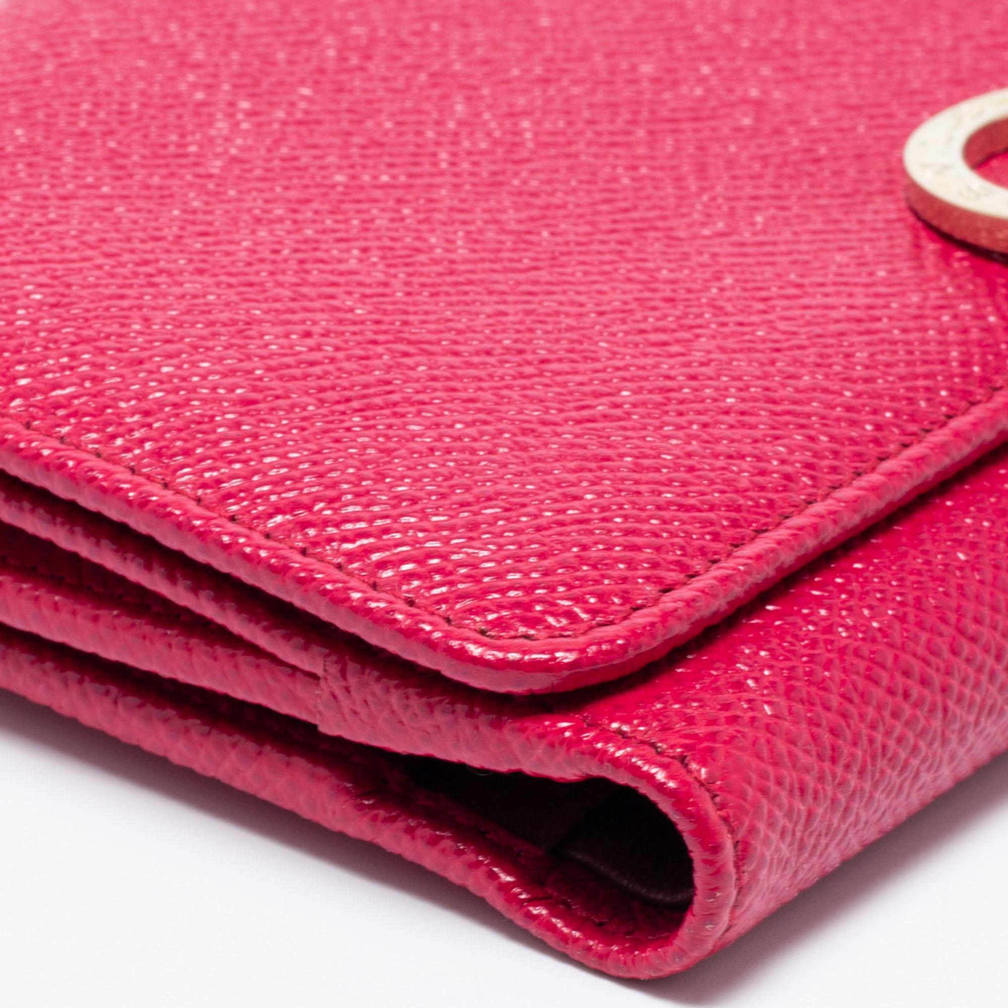 Bvlgari Fuchsia Leather Bvlgari Trifold Wallet 6