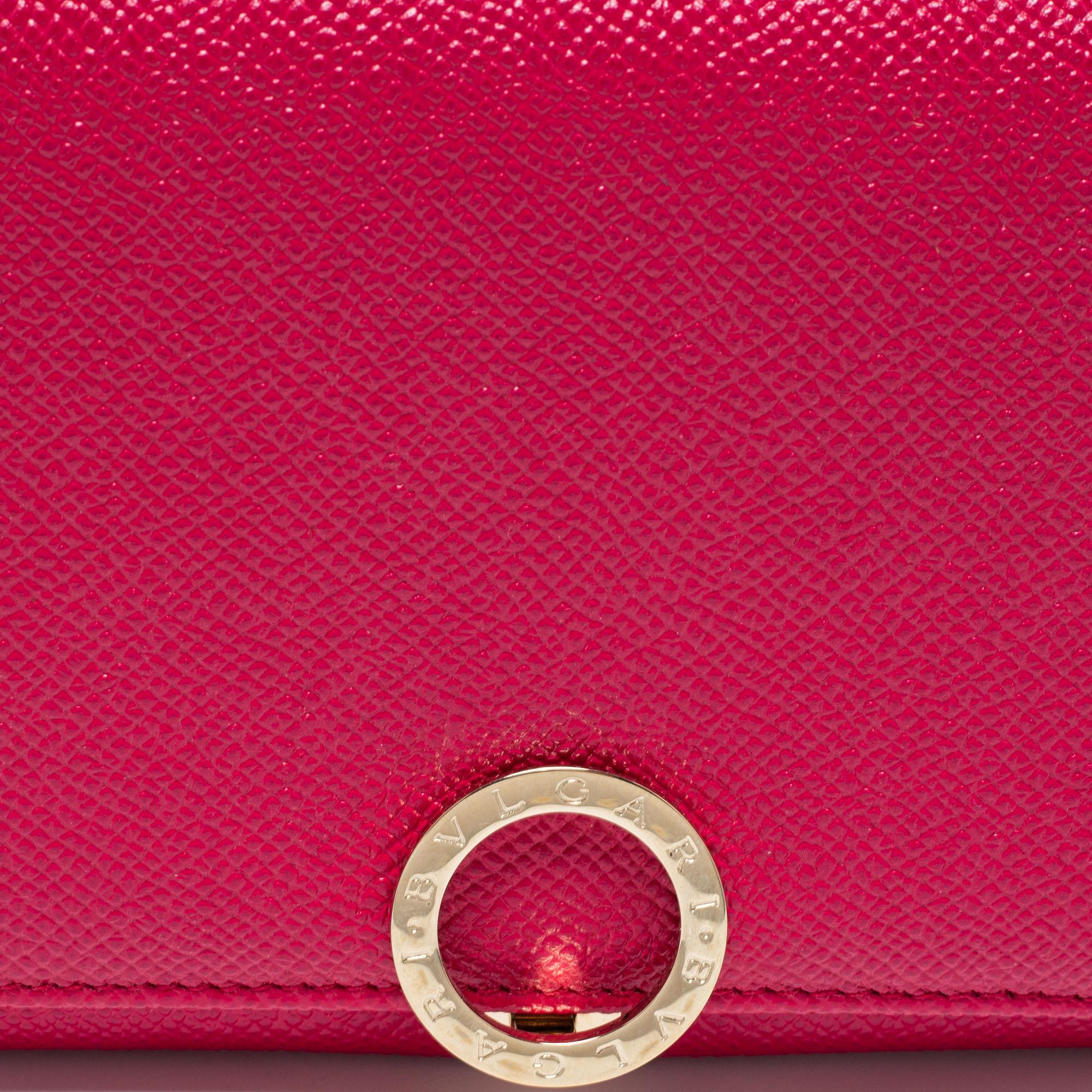 Bvlgari Fuchsia Leather Bvlgari Trifold Wallet 7