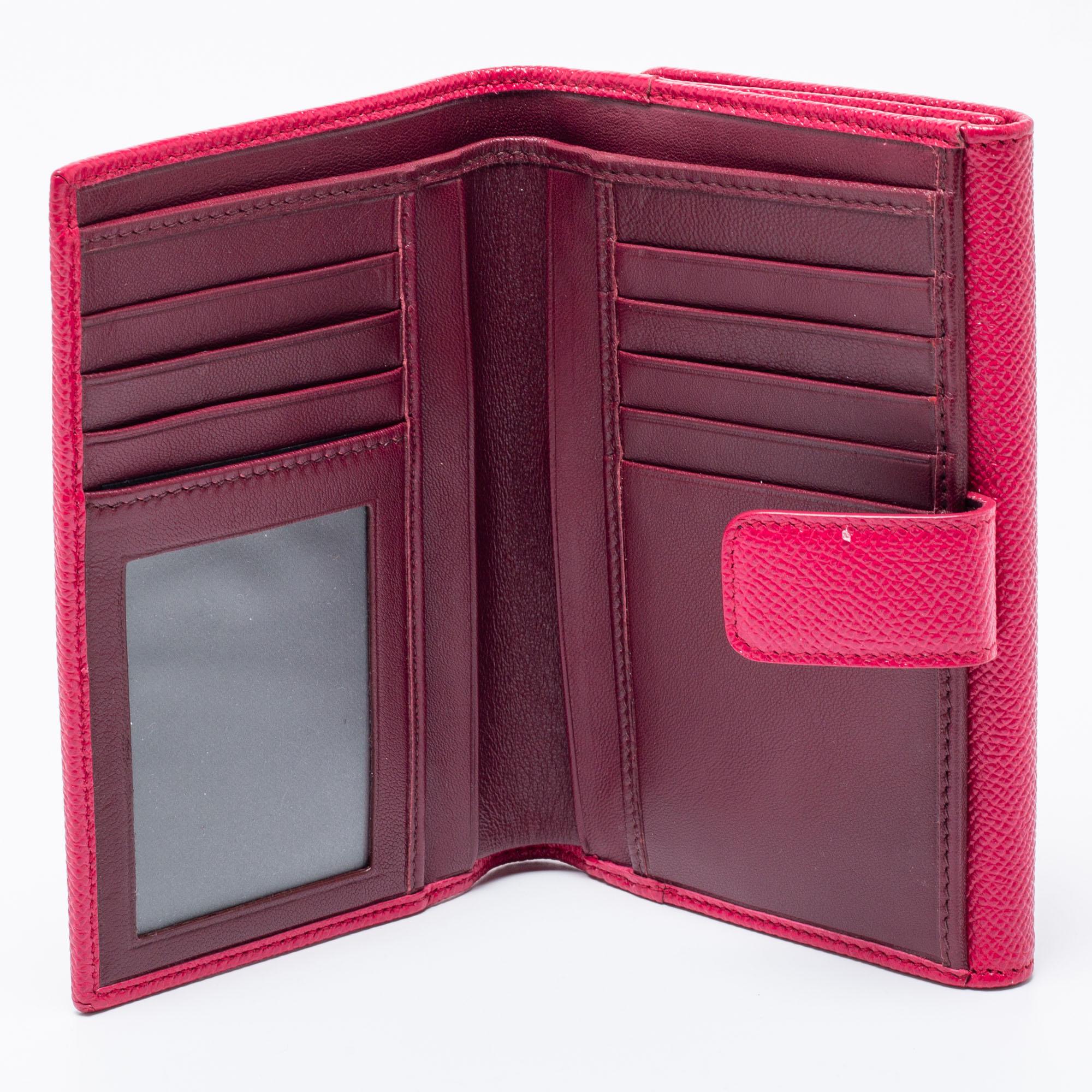 Bvlgari Fuchsia Leather Bvlgari Trifold Wallet 2